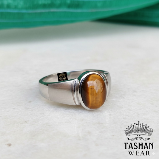 Natural Tiger Stone 15.20 CT Plus Ring all size availale