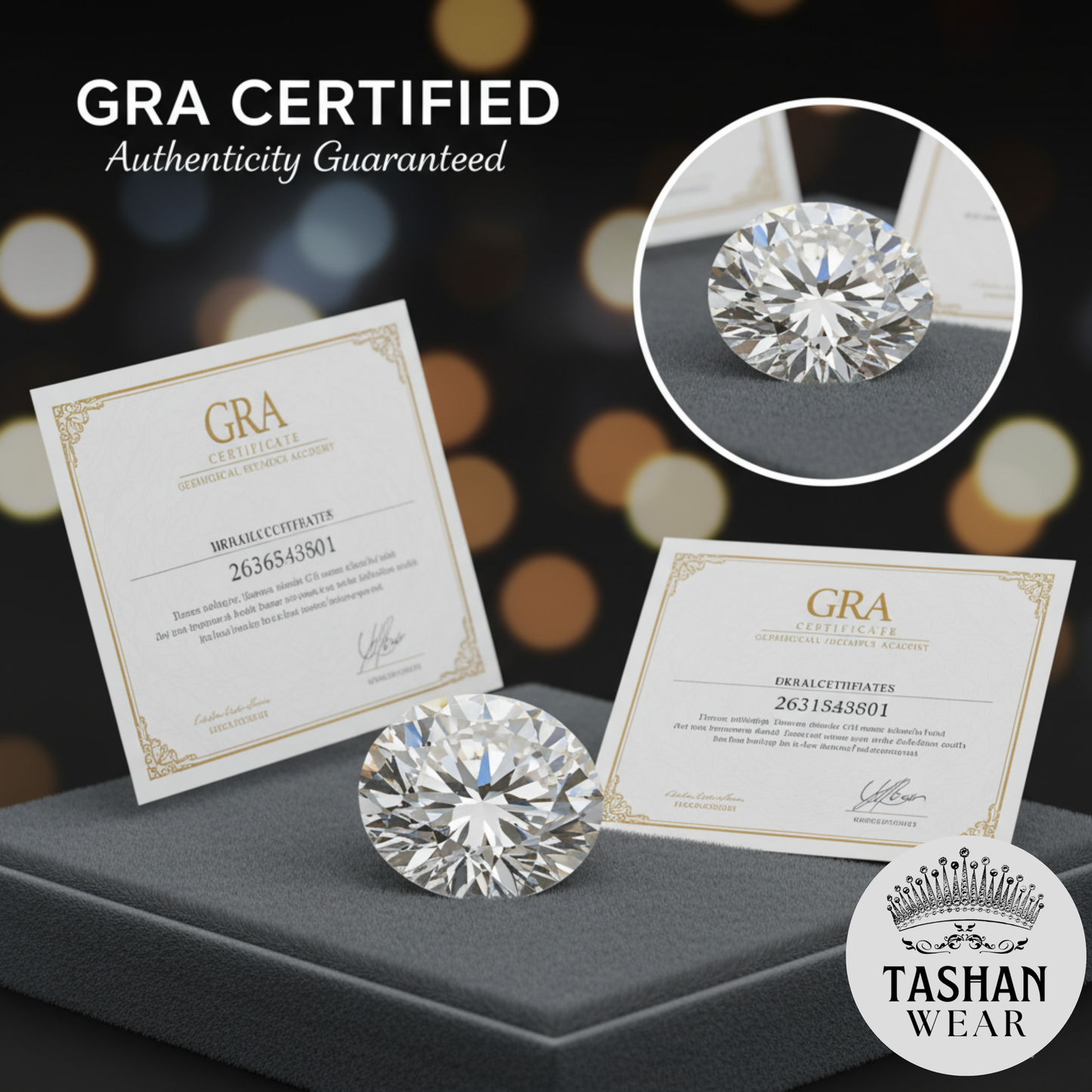 GRA Moissanite Diamonds with Certificate