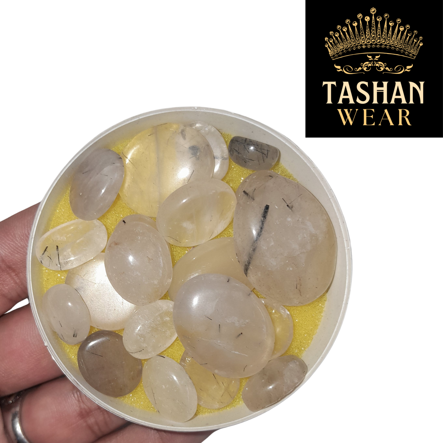 NATURAL WHITE MUH E NAJAF STONE – RUTILE QUARTZ – 18.90 CARAT PURE SILVER RING SIZE ALL