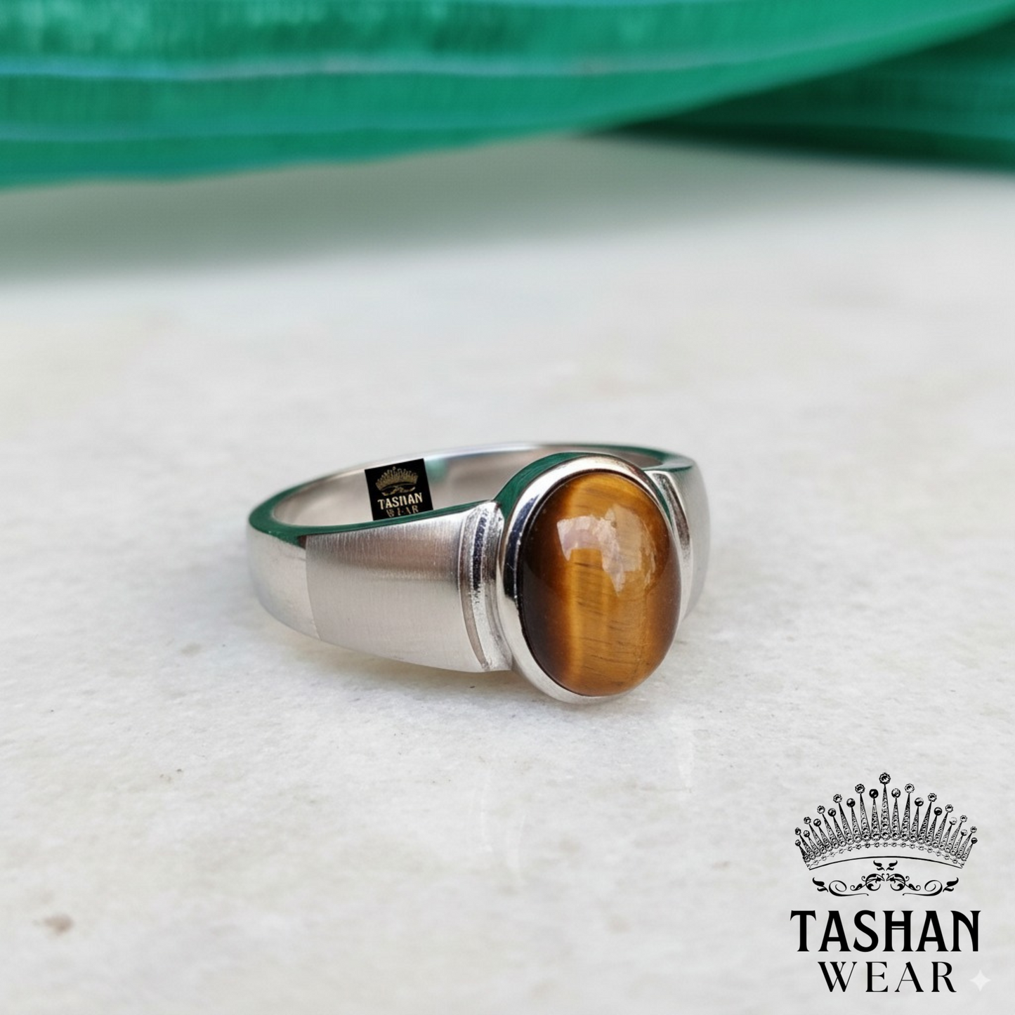 Natural Tiger Stone 15.20 CT Plus Ring all size availale