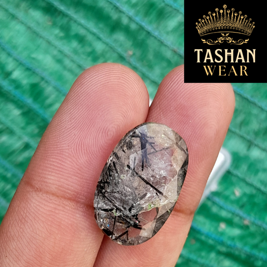 NATURAL GOLDEN MUH E NAJAF STONE – RUTILE QUARTZ – 18.90 CARAT PURE SILVER RING SIZE ALL