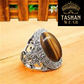Natural Tiger Stone 15.20 CT Plus Ring