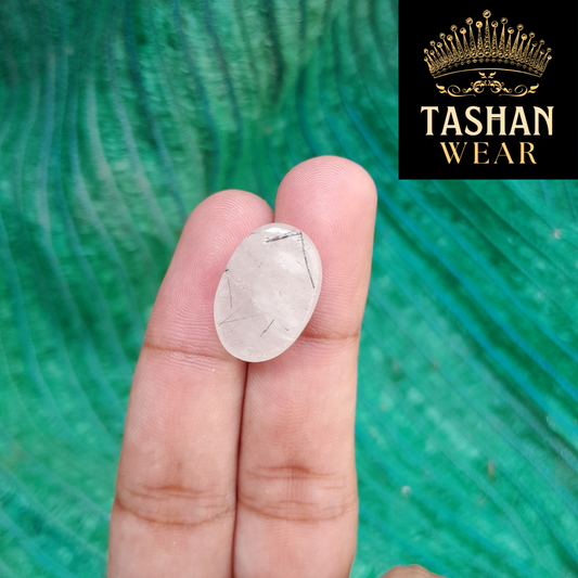 NATURAL WHITE MUH E NAJAF STONE – RUTILE QUARTZ – 18.90 CARAT PURE SILVER RING SIZE ALL